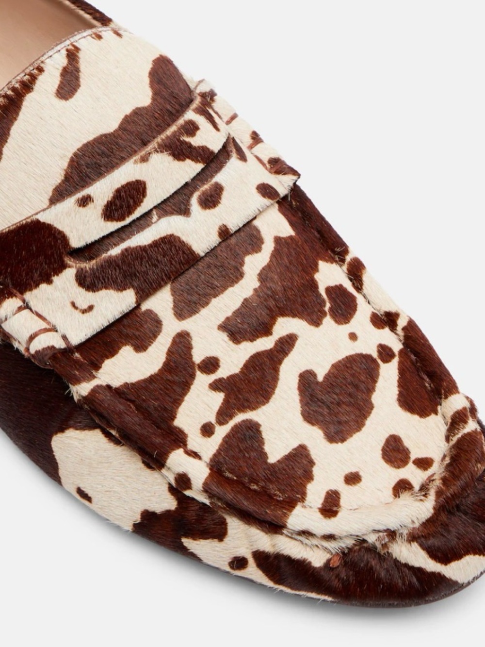 FARM Rio Monstera Heel Cow-Print Penny Loafers in Brown & Cream, NIB, Various - Picture 10 of 16